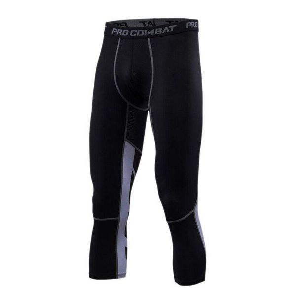 

men pants gym sports fit compression base layer skin tight quick dry leggings mens fashion trousers men's, Black