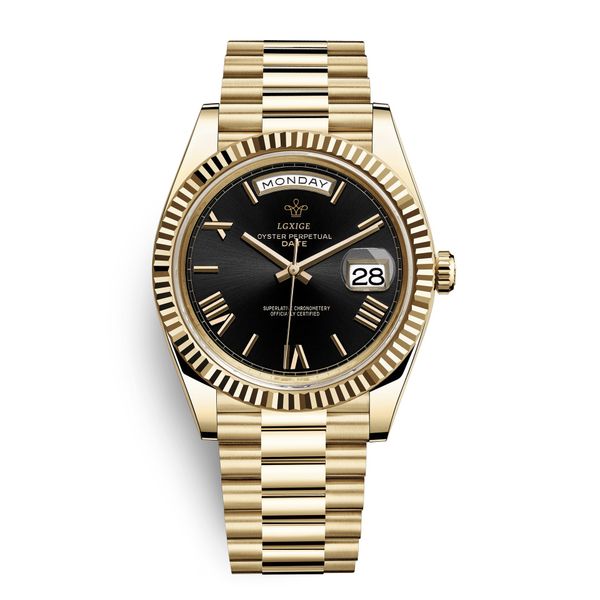 

fashion mens watches automatic mechanical watch stainless steel strap 40mm sapphire mirror waterproof montre de luxe, Slivery;brown