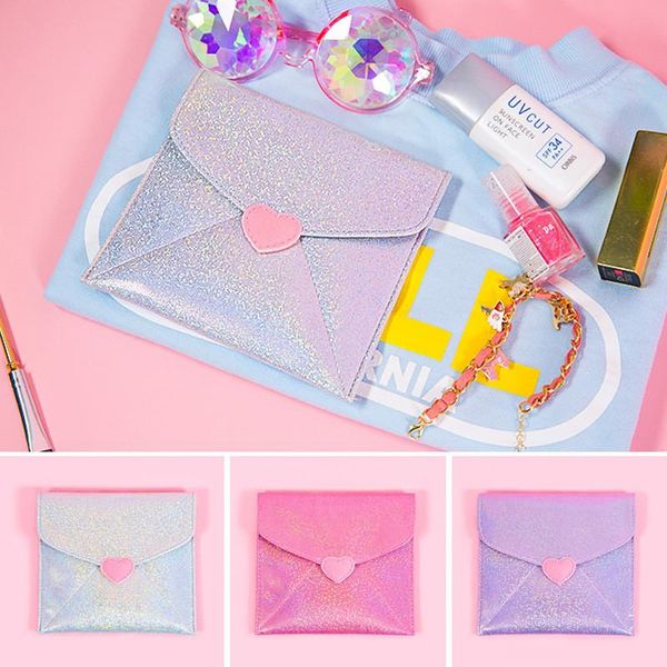 

bentoy cute laser sanitary pad storage bag japanese harajuku style soft girl coin purse wallet napkin pouch organizer cosmetic bags & cases