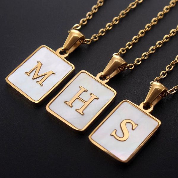 

chains name initial necklaces for women men gold letter card pendant cuban curb chain necklace jewelry drop, Silver