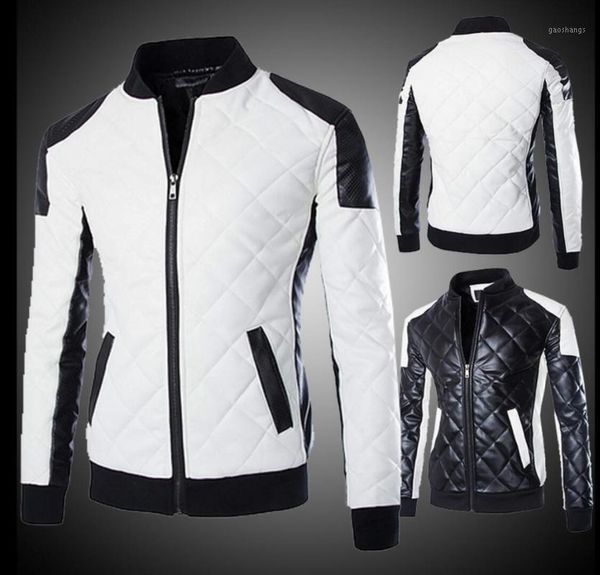 

men's fur & faux men casual argyle patchwork color block slim jacket plus size stand collar motorcycle leather clothing singer costumes, Black