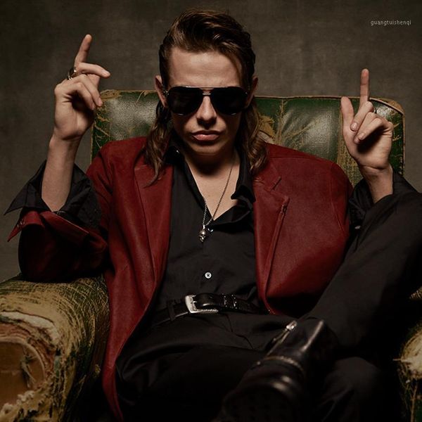 

fit jacket red men's leather & faux, Black