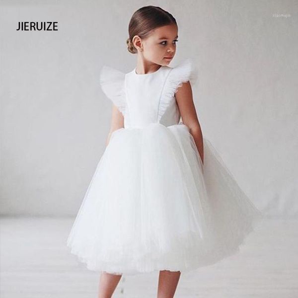 

girl's dresses jieruize white tulle ball gown flower girl sheer back wedding party pageant first communion, Red;yellow