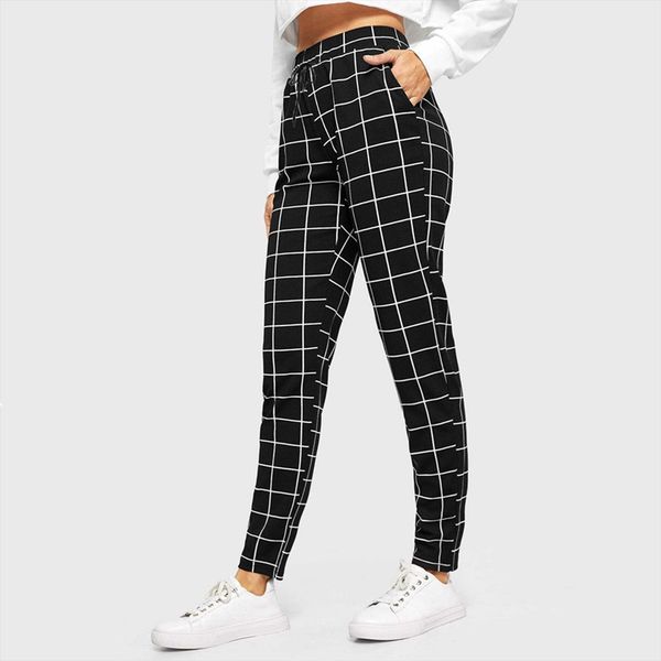

fashion summer printed loose mid womens capri waist casual trousers pocket sweater y2k clothes ropa de mujer, Black;white