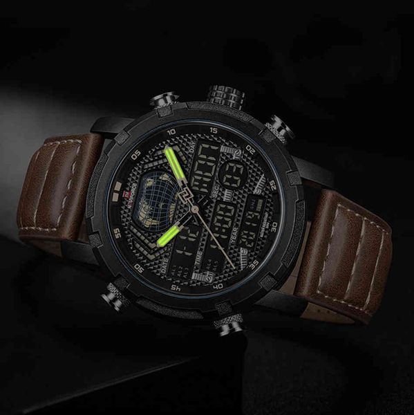 NAVIFORCE Orologi da uomo Luxury Brand Military Sport Watch Uomo LED Orologio al quarzo digitale Orologio in pelle Army Waterproof Uomo 210517