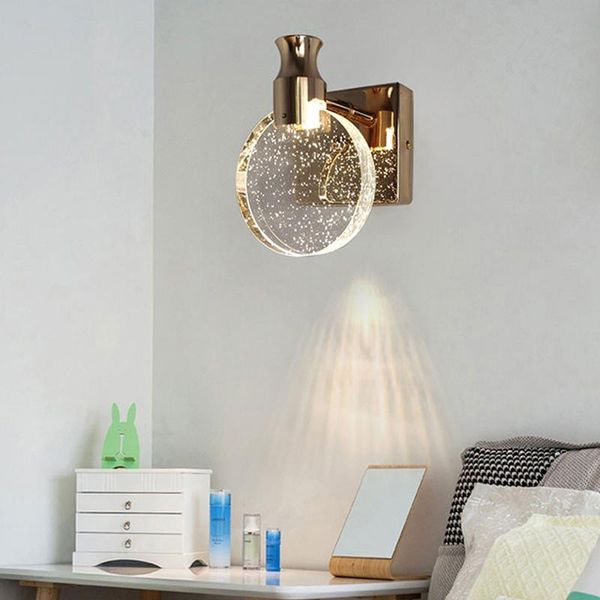 

wall lamps creative modern bedroom clear crystal with bubbles led sconce lamp makeup mirror front light interior decoration lighting