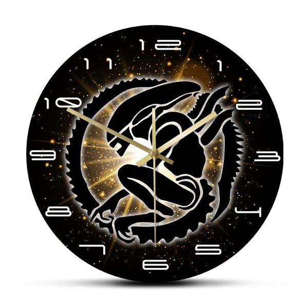 

alien modern design printed wall clock silent non ticking decorative watch outer space home decor for boy living room clocks