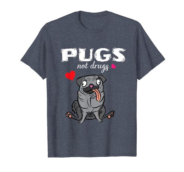

pugs not drugs funny t-shirt for pug lovers, White;black