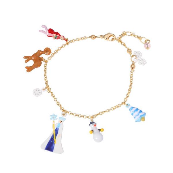 

charm bracelets bohemian snowman deer pendant chain bracelet for women enamel gold plated bangle christmas jewelry pulseras, Golden;silver