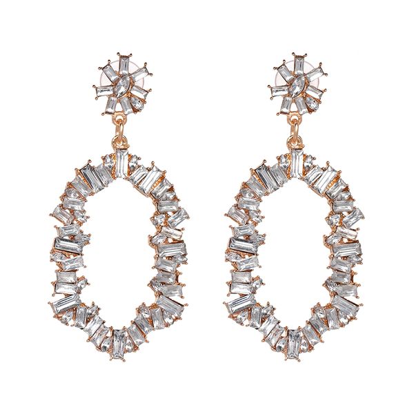 

trendy luxury long dangle earring for women cz crystal drop earring charm accessories bijoux, Silver