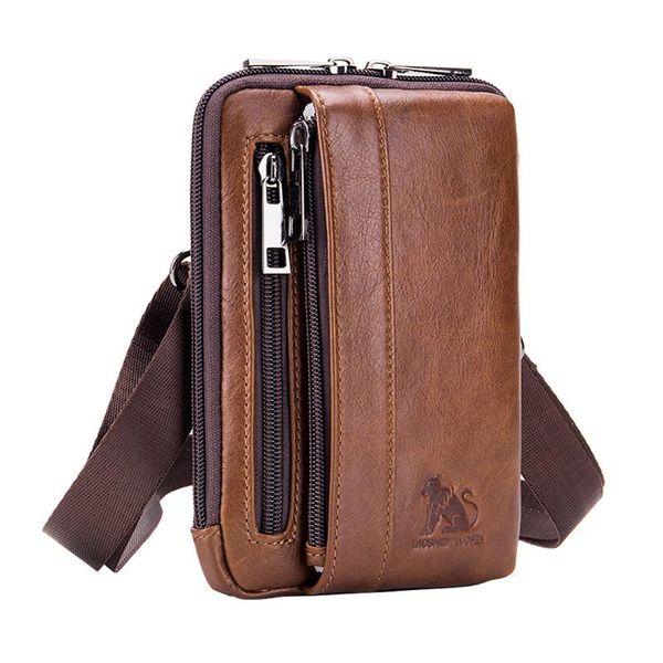 

genuine leather male waist fanny packs belt bags small messenger shoulder men phone pouch blosa card holder key cigarette case