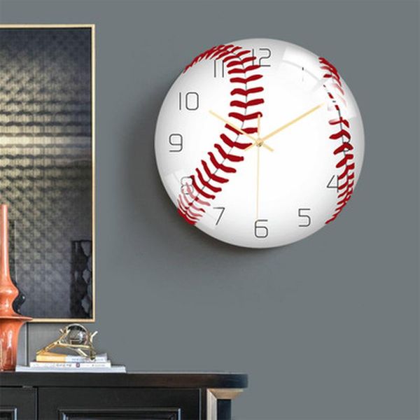 

football wall clock acrylic sports basketball/baseball/tennis design hanging mute clocks decor for kids rooms gift