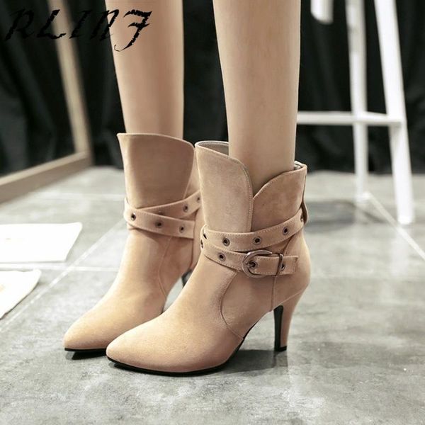 

fashion with high 8.5cm fine high-heeled pointed belt buckle size 34-43 shoes dress, Black