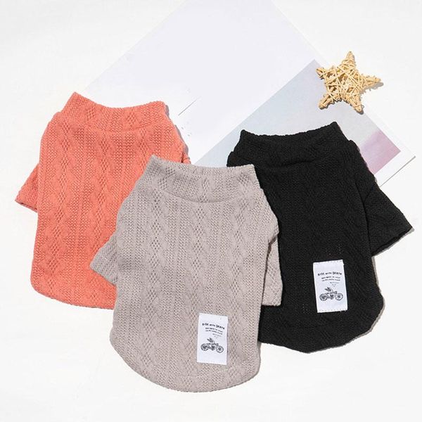 

puppy dog base shirt autumn winter comfortable warm clothing cute solid color crew neck sweet pet sweater soft clothes apparel