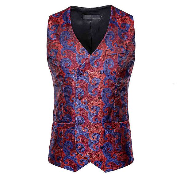 

men's vests mens gentleman casual busienss suit fashion double brasted paisley jacquard waistcoat men chalecos para hombre y9mx, Black;white