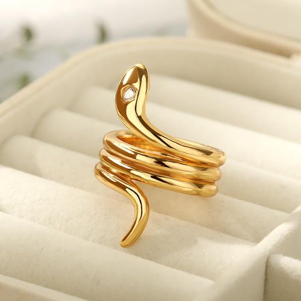 

cluster rings stainless steel snake for women men punk exaggerated gold siver color opening adjustable fashion jewelry accessories, Golden;silver