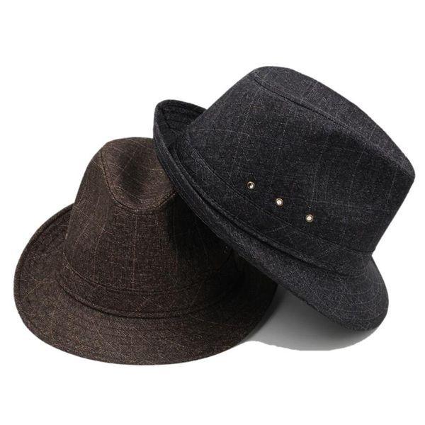 

wide brim hats 4 sizes men women cotton fedora trilby caps jazz sunhat classical retro party street style outdoor travel, Blue;gray