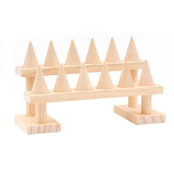 

jewelry pouches, bags 12 fingers ring display stands, 2 step wood cone organizer, storage stands for shows, Pink;blue