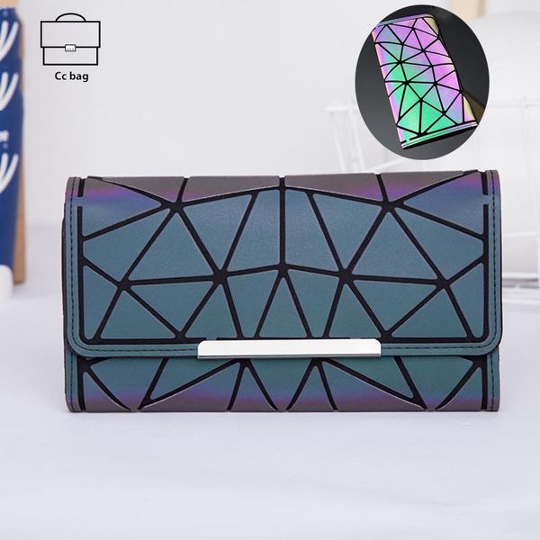 

wallets women wallet geometric ladies bags luminous long purse clutch bag cards holographic reflective handbags luxury, Red;black