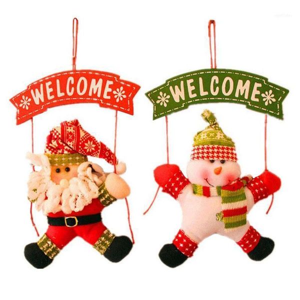 

christmas decorations 1pcs outdoor santa claus snowman welcome hanging decor for xmas tree door merry pendant home decoration navidad1