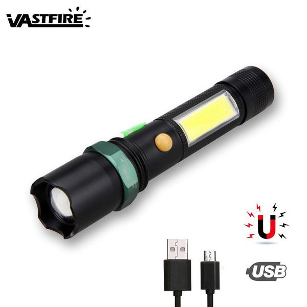 

mode zoom t6 cob led usb rechargeable torch light magnet adsorption lamp flashlights torches