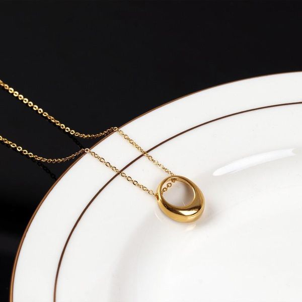 

pendant necklaces tosako stainless steel necklace round sweater chain titanium 2021 trend jewelry, Silver