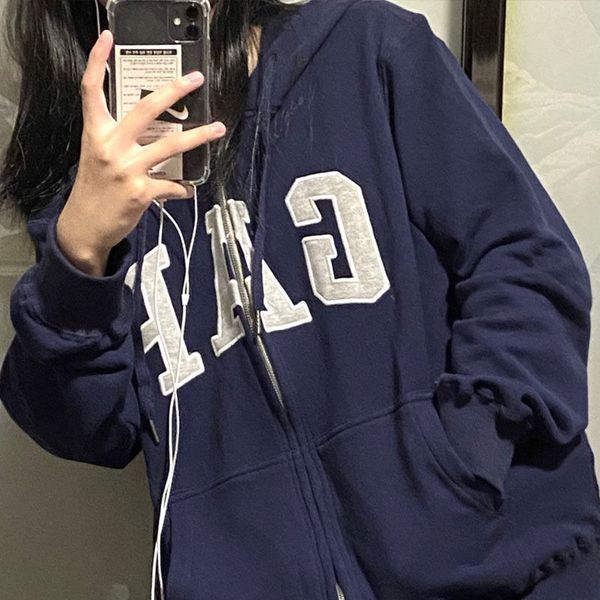 

luxury brand hoodie and jacket coats pure cotton 2021 spring new korean letter embroidery loose hooded sweater coat stud, Black
