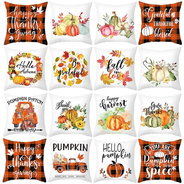 

cushion/decorative pillow happy thanksgiving cushion cover 45x45 fall pumpkin decorativethrow pillows polyester sofa letter pillo