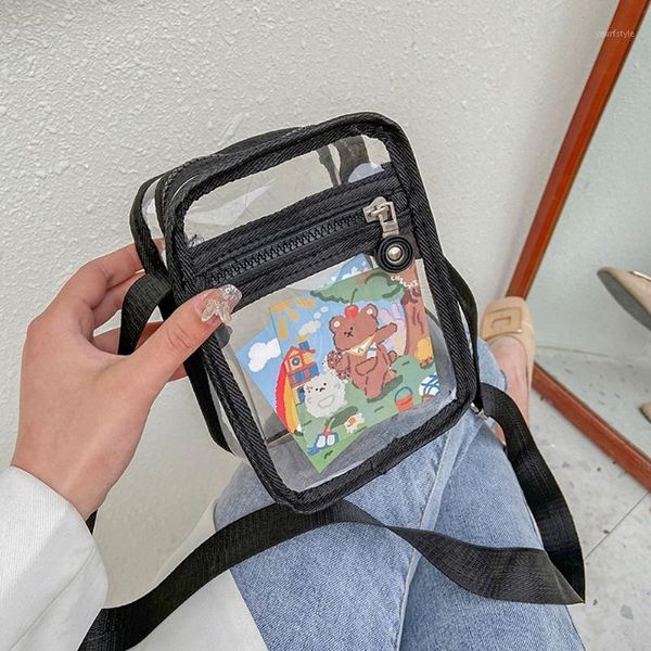 

evening bags summer transparent pvc shoulder bag for women 2021 jelly cartoon square crossbody female small clear messenger