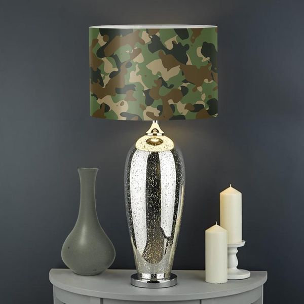 

lamp covers & shades green camouflage design table shade elatic cloth round lampshade modren home decortion for bedroom teenagers desk decor