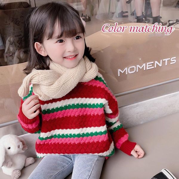 

pullover girl sweater kids outwear Â 2021 retro plus thicken warm winter autumn knitting cotton teenager overcoat children clothing, Blue