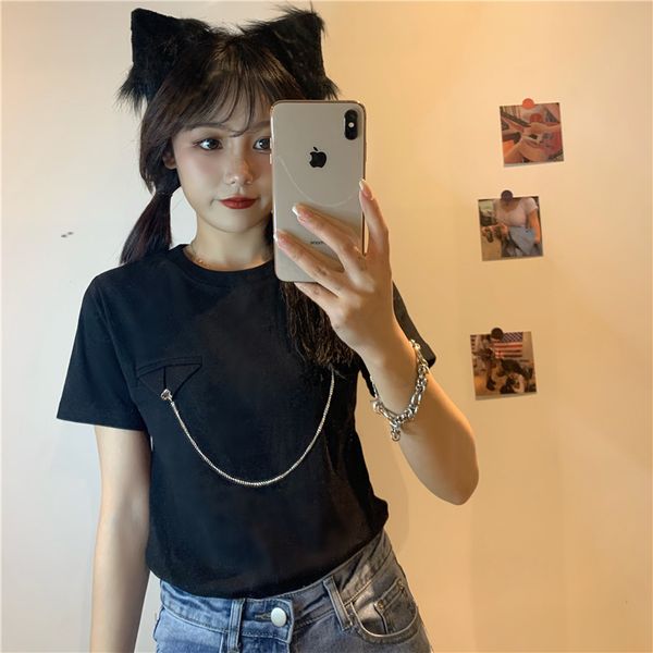 

polos ytx300 korean design with a small black short shirt for women, White