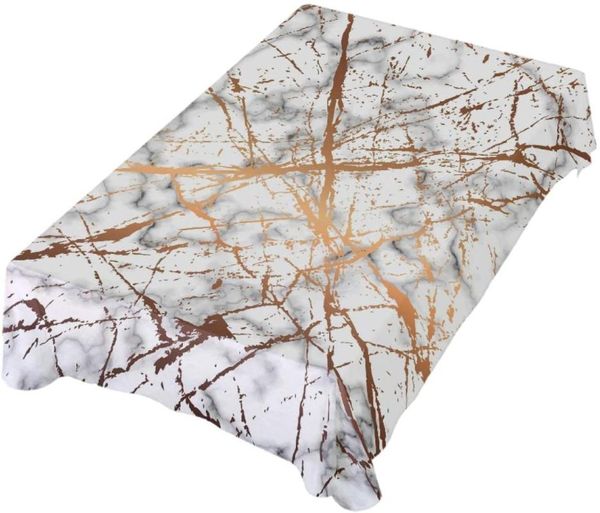 

white gold rim marble rectangle tablecloth modern table linen cover cloth