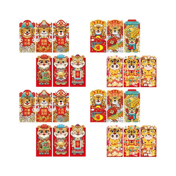 

gift wrap 24pcs year red envelopes with three-dimensional patterns for tiger