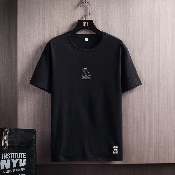 

men's cotton summer short sleeve white t-shirt simple fashion orange gray casual loose khaki black s-5xl t-shirts, White;black