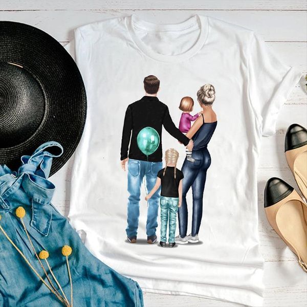 

graphic cartoon family happy cute womens t shirt fashion sweet 90s mom mother mama summer print female clothes tees, White