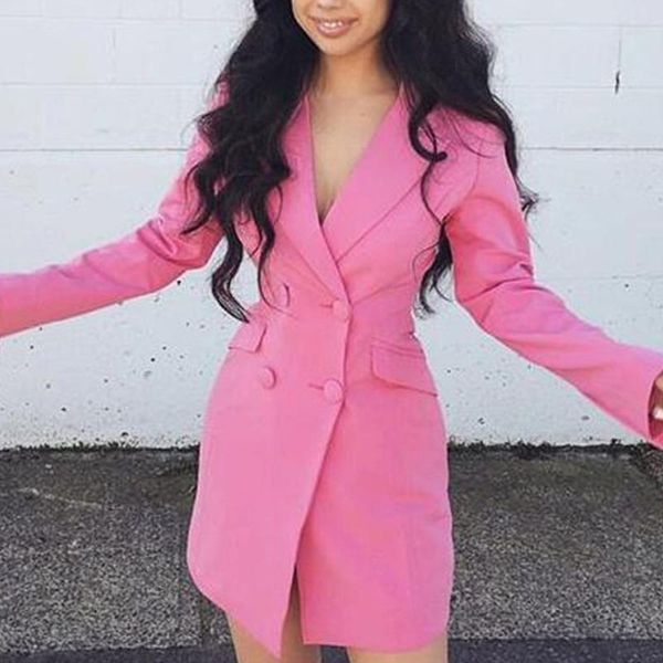 

herstory women long sleeve slim blazers jackets double breasted female solid casual office lady street outwears women's suits &, White;black