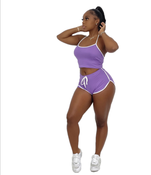 

women's tracksuits rstylish casual solid women clothing 2021 summer halter crop shorts jogger fitness tracksuit two piece matching set, Gray