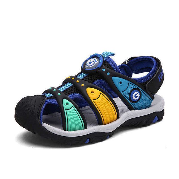 

insole length 15-24cm 3-14 years children's boys sandals summer cut-outs kids canvas rain breathable flats shoes, Black;red