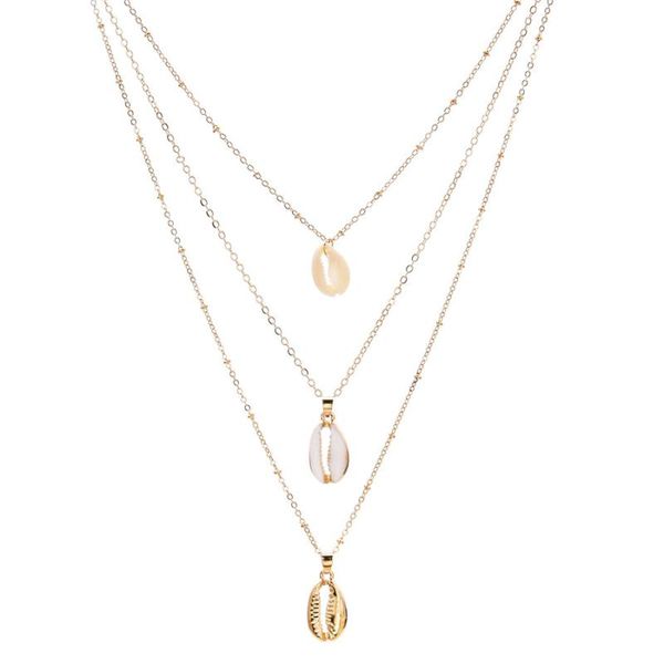 

chains 2021 fashion women creative geometric shell necklace pendant summer beach conch collarbone, Silver