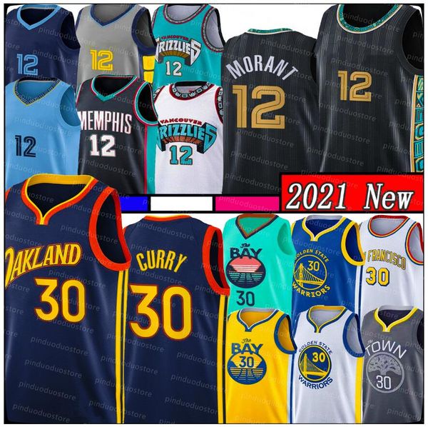 

new ja 12 morant basketball jerseys stephen 30 curry mens james 33 wiseman draymond 23 green youth kids klay 11 thompson, Black;red