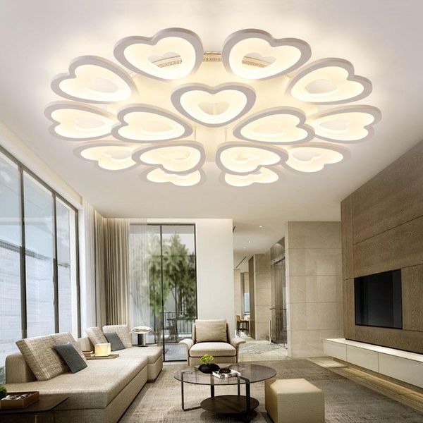 

chandeliers modern led ceiling with remote control for bedroom living room white heart shaped lamp