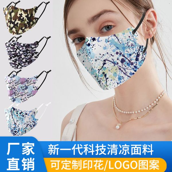 

printed ice silk breathable sunscreen adjustable cloth mask