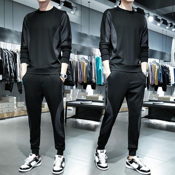 

men's tracksuits 2021 sweatshirt sports casual suit youth fashion trend trousers a set of clothing, Gray