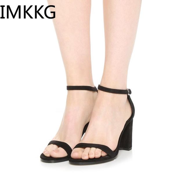 

women sandals open toe summer shoes high heels female square heel woman 2021 sandalias mujer a00260, Black