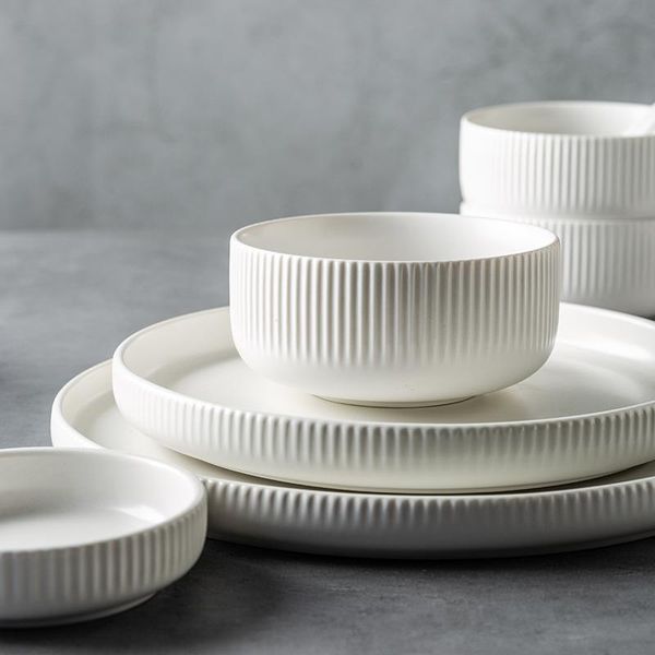 

dinnerware sets nordic ceramic tableware matte glazed japanese style ins dishes salad soup bowl flat plate