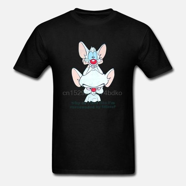 

men's t-shirts pinky and the brain surrounded by idiots t-shirt, White;black