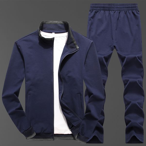 

men's tracksuits two piece set spring autumn solid color men brand sportswear jacket+pants sweatsuits plus size clothing 5xl 71tr, Gray