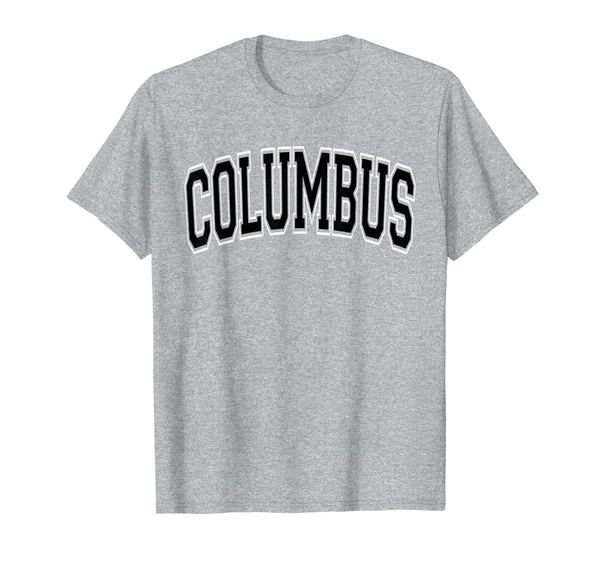 

columbus varsity style black text t-shirt, White;black