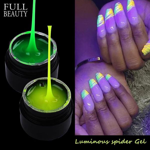 

nail gel 5ml yellow neon spider polish reflective glitter luminous glow in dark design line painting uv varnish ch1840, Red;pink